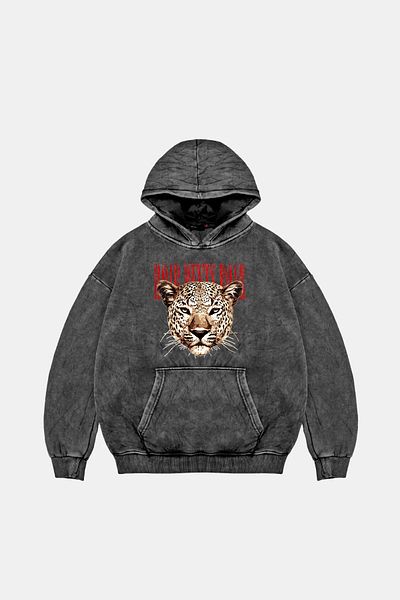 Bak Moda Roar Meets Printed Women's Washable Black Hoodie