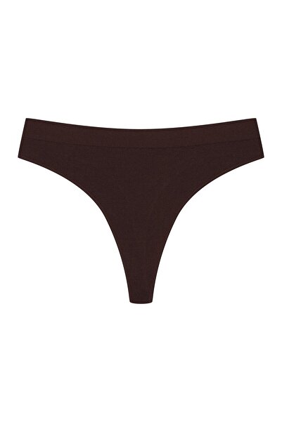 Bloovii Women's Thong Seamless Panties Ribbed Fabric High Leg | Larleen