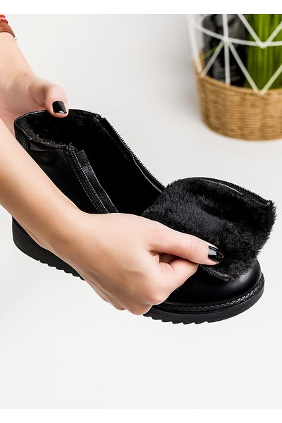 starlike Women's black fur boots A184