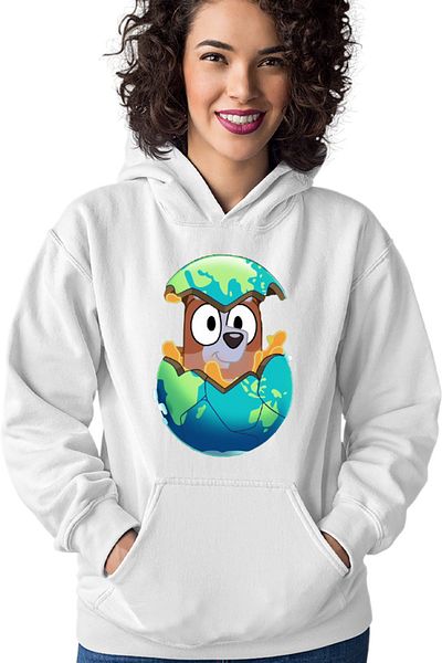 OEM Women's Hoodie Bluey Earth Day Savior Cute Dog Animation