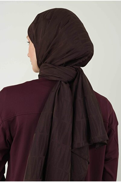 HEQA Jou Desen Jakar Şal Koyu Kahve