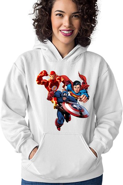 OEM Women's Hoodie Flash Captain America Superman Fly Mystery Supernatural