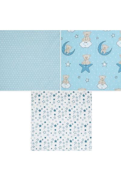 OEM Set 3 cearceafuri finet pentru bebe, 80x80 cm, Albastru