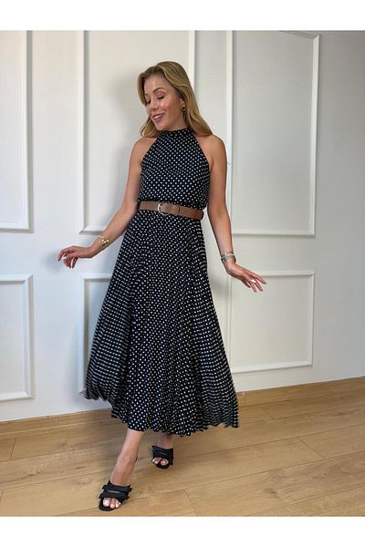 Size Özgü Polka Dot Neck Tie Dress
