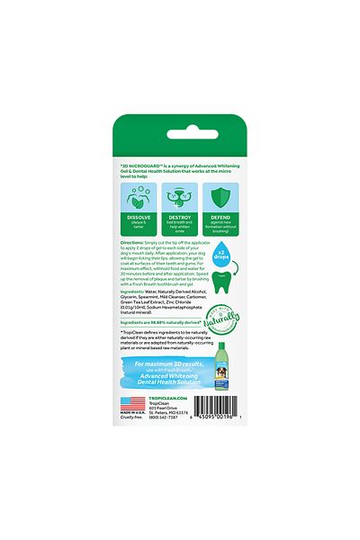 Tropiclean Fresh Breath No Brushing Advanced Whitening Clean Teeth Dental & Oral Care Gel for Dogs,