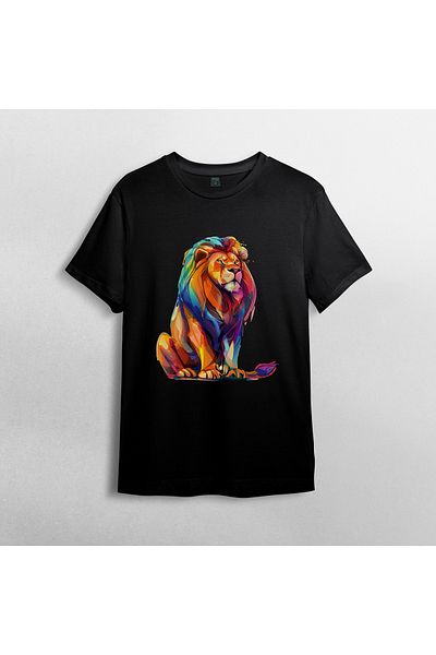 Pixxa Aslan Lion Unisex 100% Cotton Crew Neck T-Shirt Model 3
