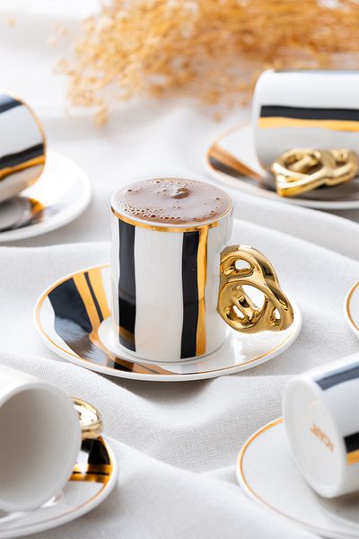 ACAR Cool Black Coffee Cup Set for 6 People - 90 ml