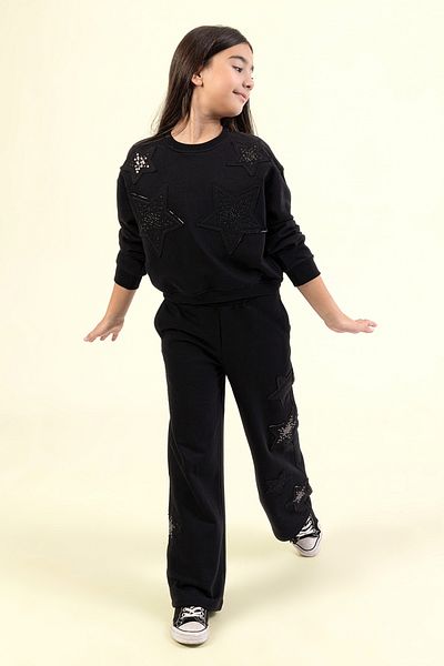 DMB BOYS & GIRLS Girl's Star Patterned Tracksuit Set Stone Embroidered 2-Piece Set