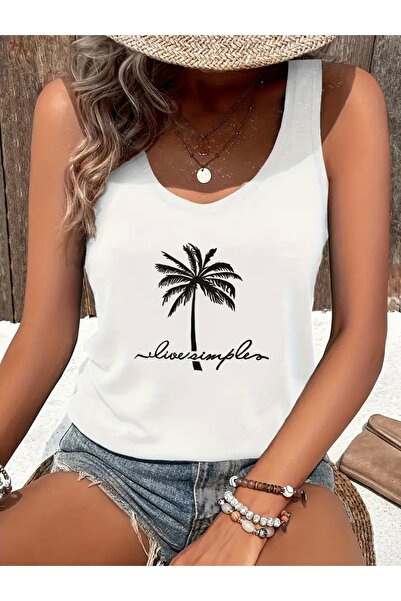 FUFLUNS تي شيرت نسائي بطبعة نخيل