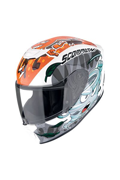 Scorpion EXO-JNR Air THE4ELEMENTS Kapalı Çocuk Motosiklet Kaskı Beyaz Mavi Tu...