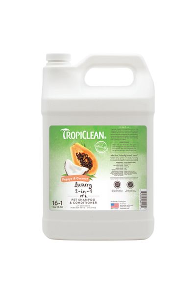 Tropiclean Papaya and Coconut Luxury 2-in-1 Dog Shampoo and Conditioner, Gallon