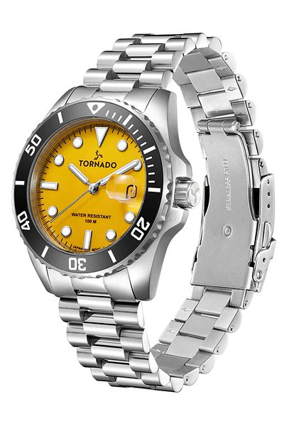 Tornado Men Analog Yellow Dial Watch - T22001-SBSYB
