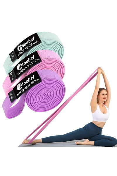dalimag Set 3 benzi de rezistență Imoebel, lungi, antiderapante, pentru antrenament de forță, yoga
