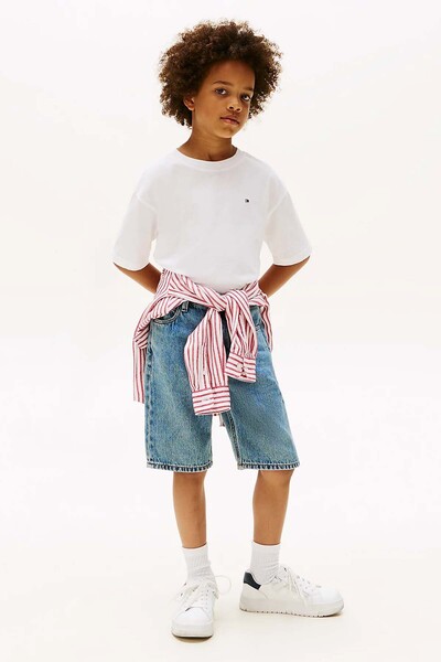 Tommy Hilfiger Erkek Çocuk Essential Archive Fit Tee SS T-Shirt - Beyaz