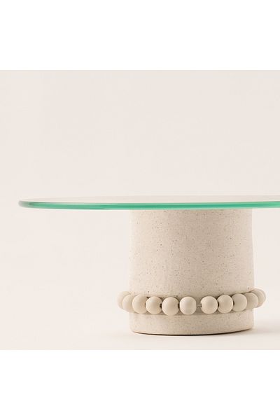 LA MESA Selah off-white glass cake stand 30.5*30.5*12 cm