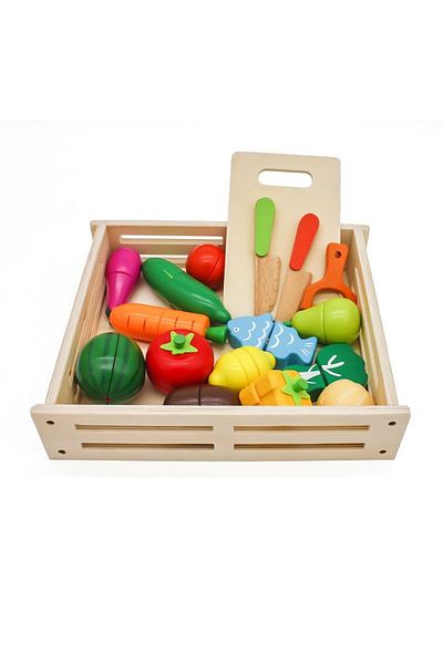 PROCART Set de lăzi din lemn pentru fructe și legume, pentru feliere, tocător, cuțite, suport magnetic