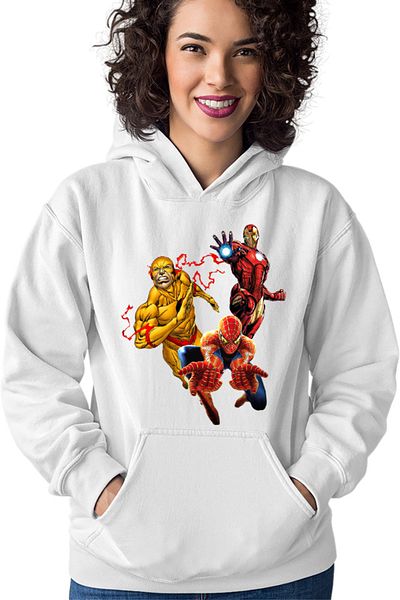 OEM Hanorac Femei Spiderman Ironman Flash Heroes Save Earth