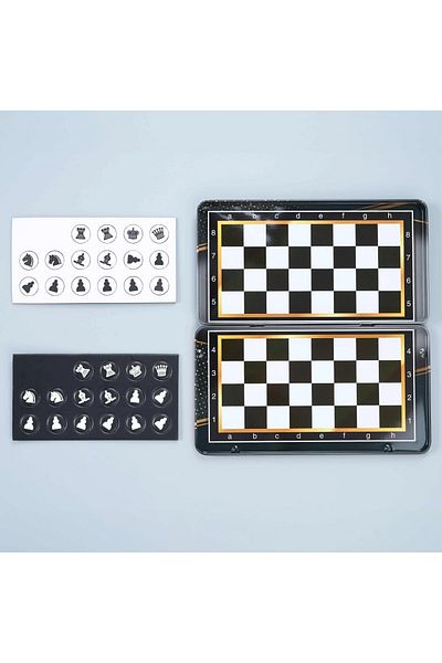 divendi-ro Chess board, with magnetic pieces, metal box, for children 4 years+, 32 pieces, multicolor