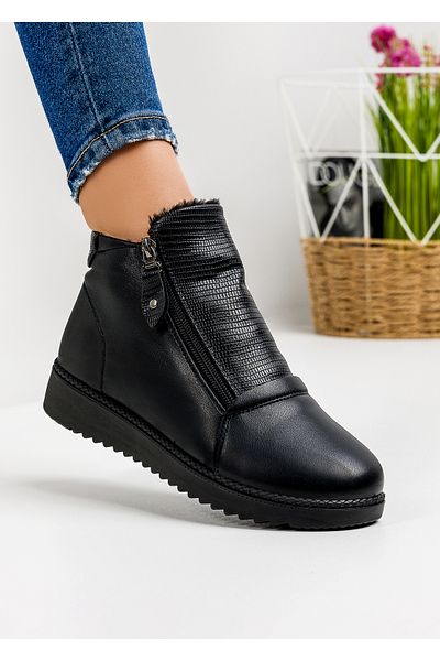 starlike Women's black fur boots A184