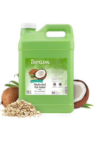 Tropiclean Medicated Dog Shampoo for Allergies and Itching | Tea Tree & Oatmeal Dog Shampoo