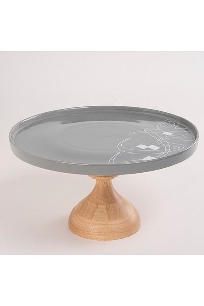 LA MESA Footed Cake Stand Calligraphy
