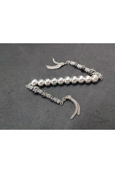 İskeçe Exclusive Low Sterling Silver Prayer Beads Double Piece Nakkaş İmame Zaza Model Certified 8148