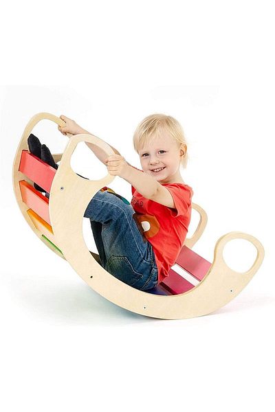 PROCART Wooden rocker, balance board, multifunctional, multicolor