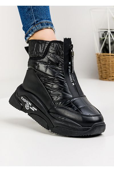 starlike Women's black fur boots A166