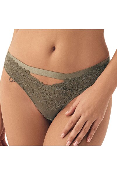 ESOTIQ Chiloți de damă cu dantelă florală și detalii de plasă, decupaj frontal sexy | Lynn