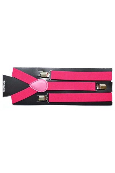 OEM Unisex Suspenders, Metal Clips, 2.5cm, Fuchsia