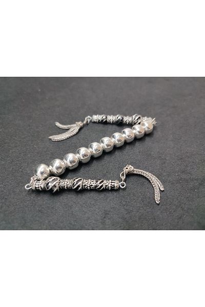 İskeçe Exclusive Low Sterling Silver Prayer Beads Double Piece Nakkaş İmame Zaza Model Certified 8148