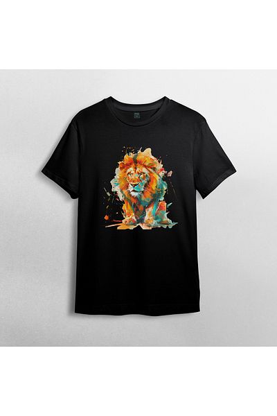 Pixxa Aslan Lion Unisex 100% Cotton Crew Neck T-Shirt Model 1