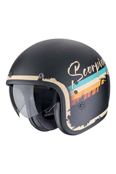 Scorpion Belfast Evo Adonis Açık Motosiklet Kaskı Mat Siyah Bej