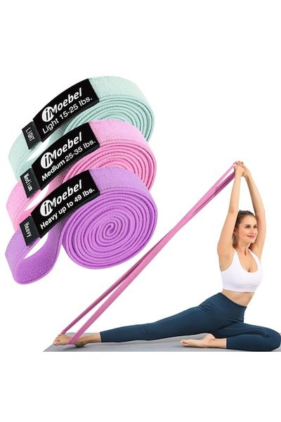 dalimag Set 3 benzi de rezistență Imoebel, lungi, antiderapante, pentru antrenament de forță, yoga