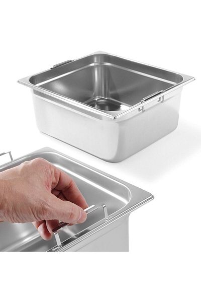 HENDI Pojemnik GN z chowanymi uchwytami stal nierdzewna GN2/3 354x325mm wys. 200mm - 803301