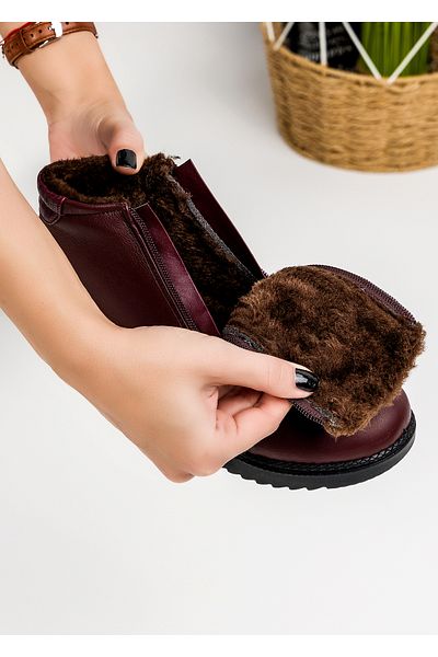 starlike Women's burgundy fur boots A184