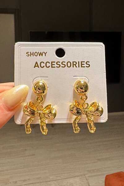 H&E DESIGN Kadın Gold Sallantılı Fiyonk Küpe