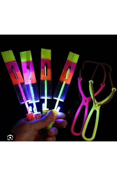 ipekkids Lighted Slingshot Rocket Helicopter Lighted Flying Toy
