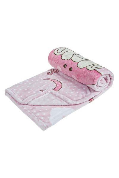 OEM Patura catifelata pentru bebe, 90x80 cm, Ursulet roz