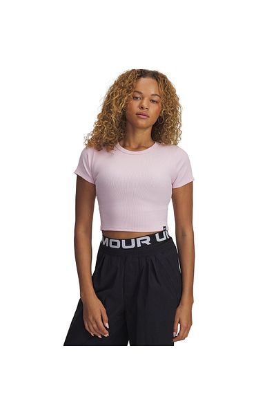 Under Armour Γυναικείο μπλουζάκι Rival Rib Baby με ροζ στρογγυλή λαιμόκοψη