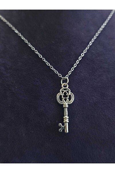 sarıyer silver نموذج المفتاح رمز الحظ والثرثرة تصميم خطي قلادة فولاذية