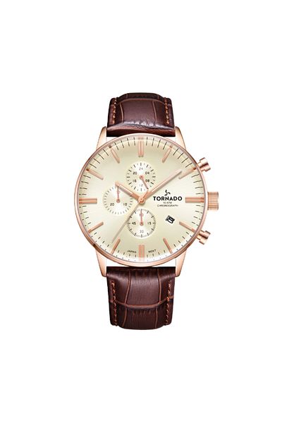 Tornado CELESTIA ELITE Men's Chronograph Beige Dial Watch - T6102-RLDI