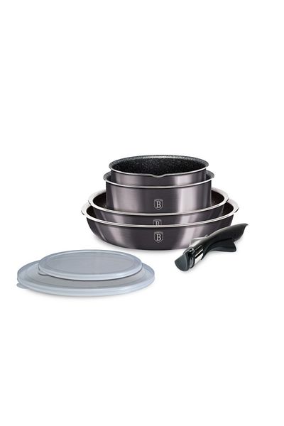 Berlinger Haus Set de vase de gătit acoperite cu titan, 7 buc., Metallic Line Carbon Pro Edition