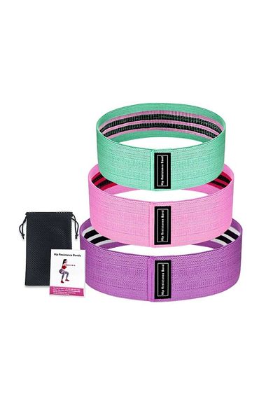 OEM Set 3 benzi elastice fitness, din bumbac, 3 niveluri de rezistenta, pentru coapse, fese si picioare