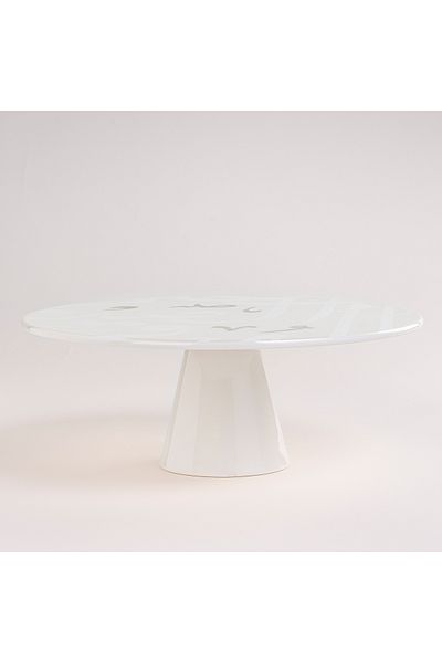 LA MESA white porcelain cake stand with caligraphy