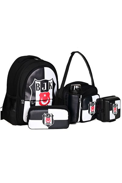 Beşiktaş Licensed 5-Piece School Set (Backpack + Lunch Box + Pen Holder + Water Bottle + Food Container)
