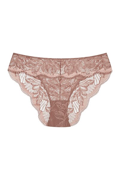ESOTIQ Chiloți de damă cu dantelă florală și detalii din plasă, eleganți și s...