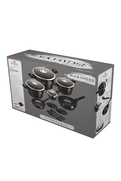 Berlinger Haus Sada nádobí s titanovým povrchem 15 ks Black Vantage Collection