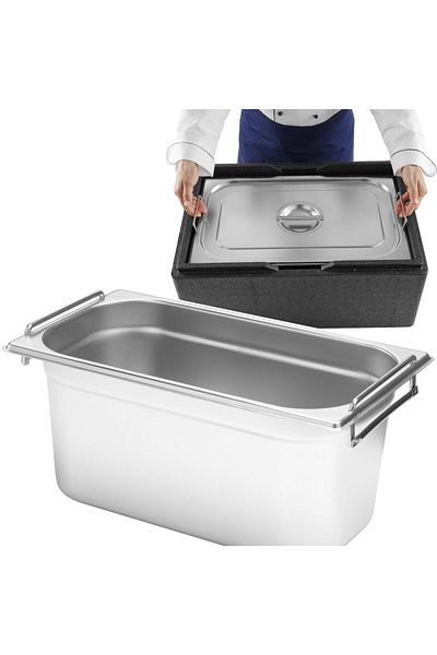 HENDI Pojemnik gastronomiczny GN 1/3 z chowanymi uchwytami 325x176x200mm 7.8L 817452