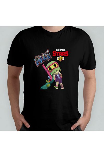 Pixxa Alli Brawl Stars Unisex 100% Cotton Crew Neck T-Shirt Model 1